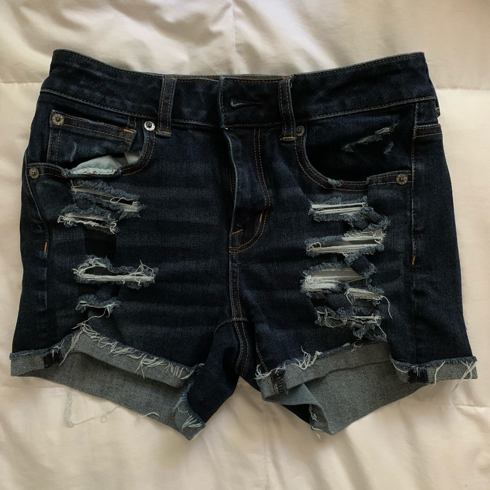 American Eagle Hi-Rise Ripped Denim Jean Shorts